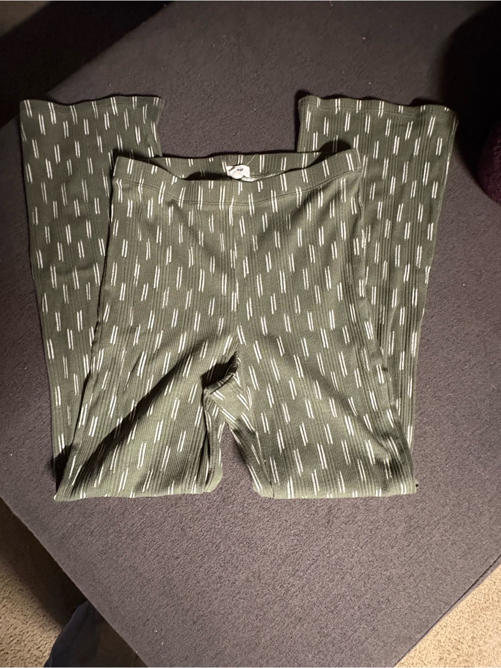 aerie Olive Green Ribbed Lounge Pants with White Dash Detail